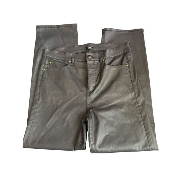 Ann Taylor Coated Wide Leg Crop Pants, Black- 8 - Picture 1 of 5